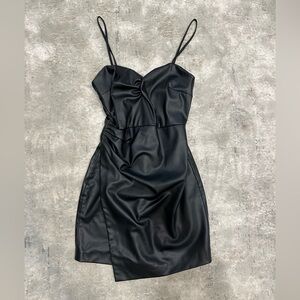 Zara Black Leather Mini Dress🖤